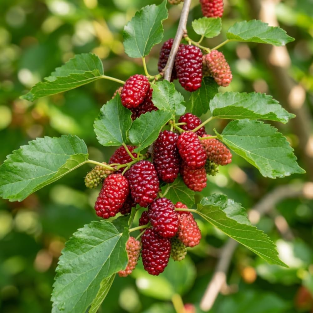Red Mulberry Fruit Tree Live Plant, Sweet Edible Fruit Tree, 4-8 Inch Tall