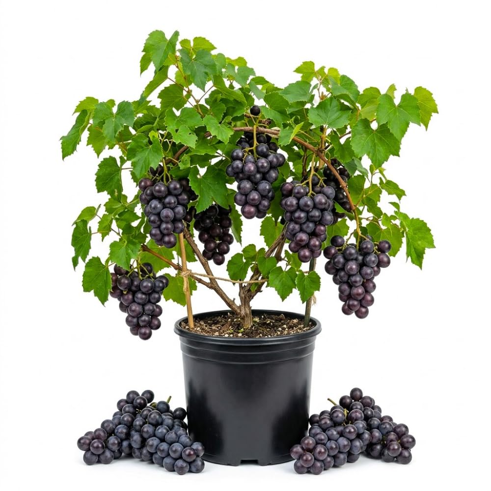 Muscadine Grape Vines Live Plants, Grape Plants Live for Planting, 1 Gallon Pot, 20-24 Inc Tall, Sweet Grapes for Patio and Outdoor Garden, No Ship to CA