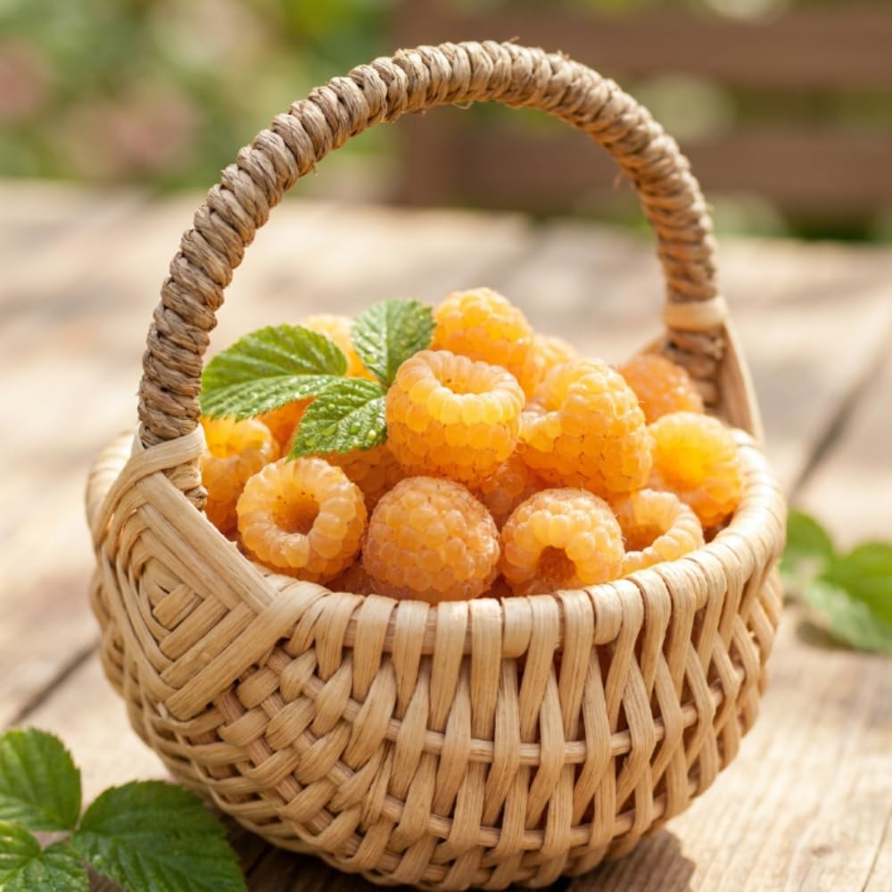 Yellow Raspberry Live Plant, Sweet Berries, 4-8 Inch Tall