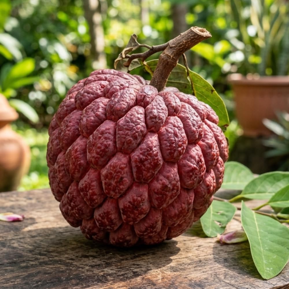 Red Sugar Apple Tree Live Plant in 3 Gallon Pot, Sugar Apple Fruit Trees Live Plants, Tropical Sweet Fruits, 2-3 Feet Tall, Ready for Home Orchard, No Ship to CA