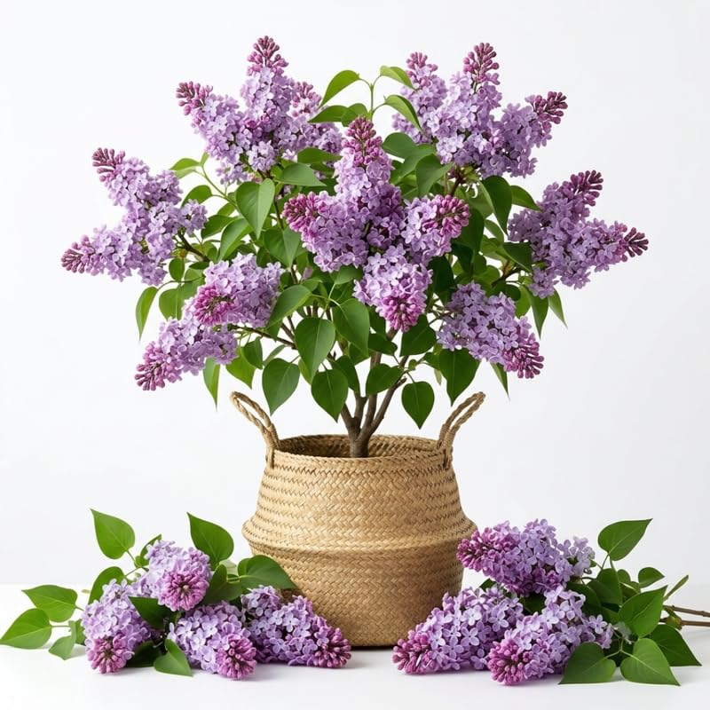 Double Purple Lilac Live Plant, Syringa Flowering Shrub, 14"+ Tall