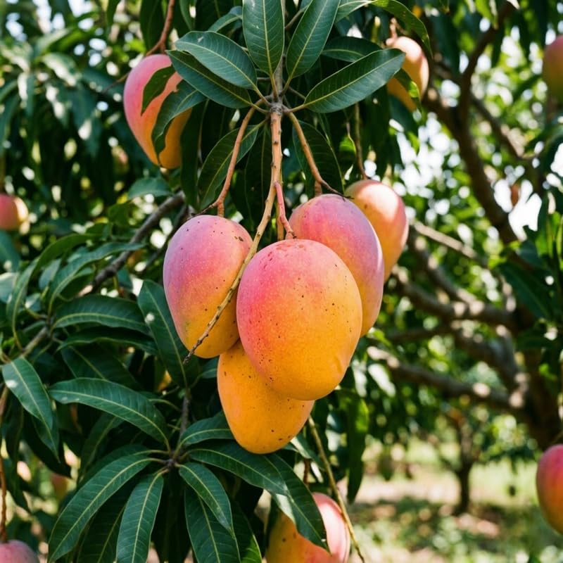 Bright Yellow Mango Tree Live Plant, Tropical Mango Fruit Tree, Fully Rooted in 3 Gallon Pot, 2 to 3 Feet Tall for Outdoor Gardening, No Ship to CA