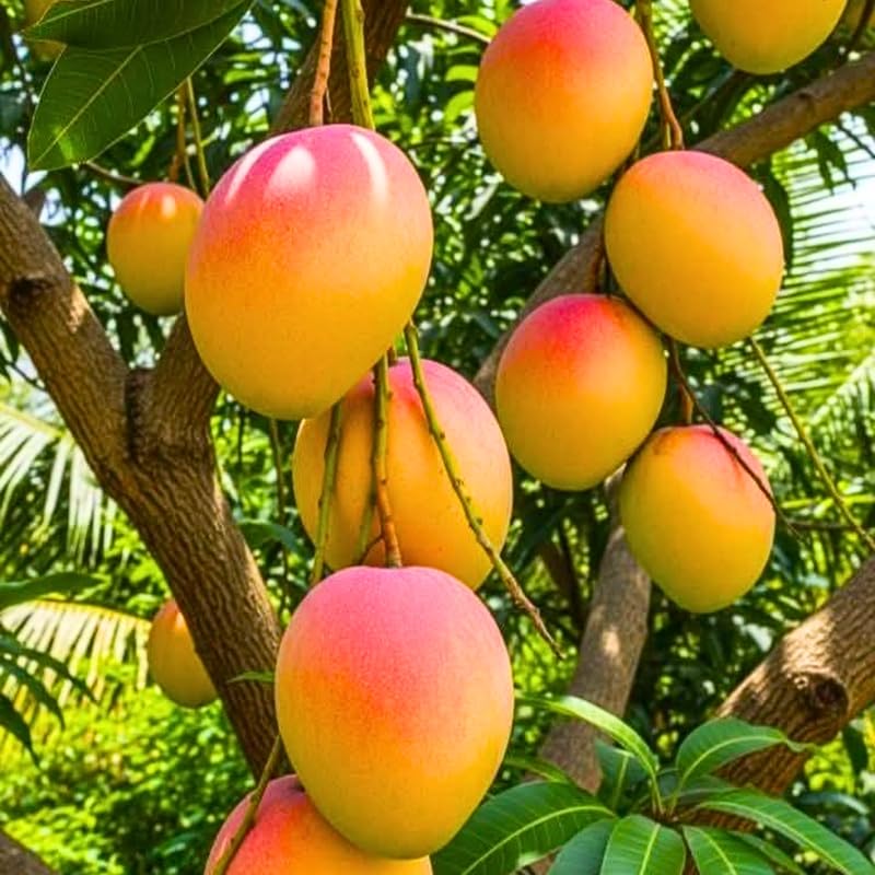 2 Years Old Mango Tree for Planting, Kent Mango Plant Grafted in 3 Gallon Pot, Sweet, Fast-Growing Tropical Tree Seedlings for Outdoor Garden