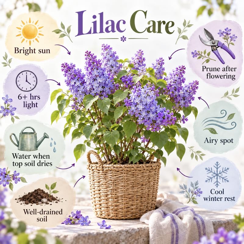 Blue Lilac Live Plant, Syringa Flowering Shrub, 6"+ Tall