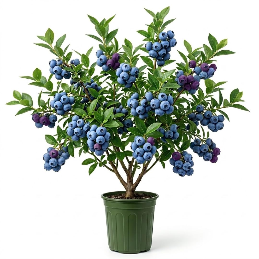 3 Years Old Blue to Purple Blueberry Bush Tree Live Plant 1-2 Feet Tall in 2 Gallon Pot, Blueberries Plants, High Yielding, Ready to Fruit, No CA