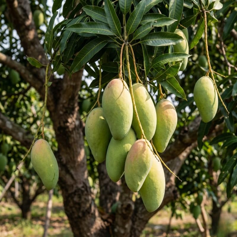 Sweet Mango Tree Live Plant, Tropical Mango Fruit Tree, Fully Rooted in 3 Gallon Pot, 2 to 3 Feet Tall for Outdoor Gardening, No Ship to CA