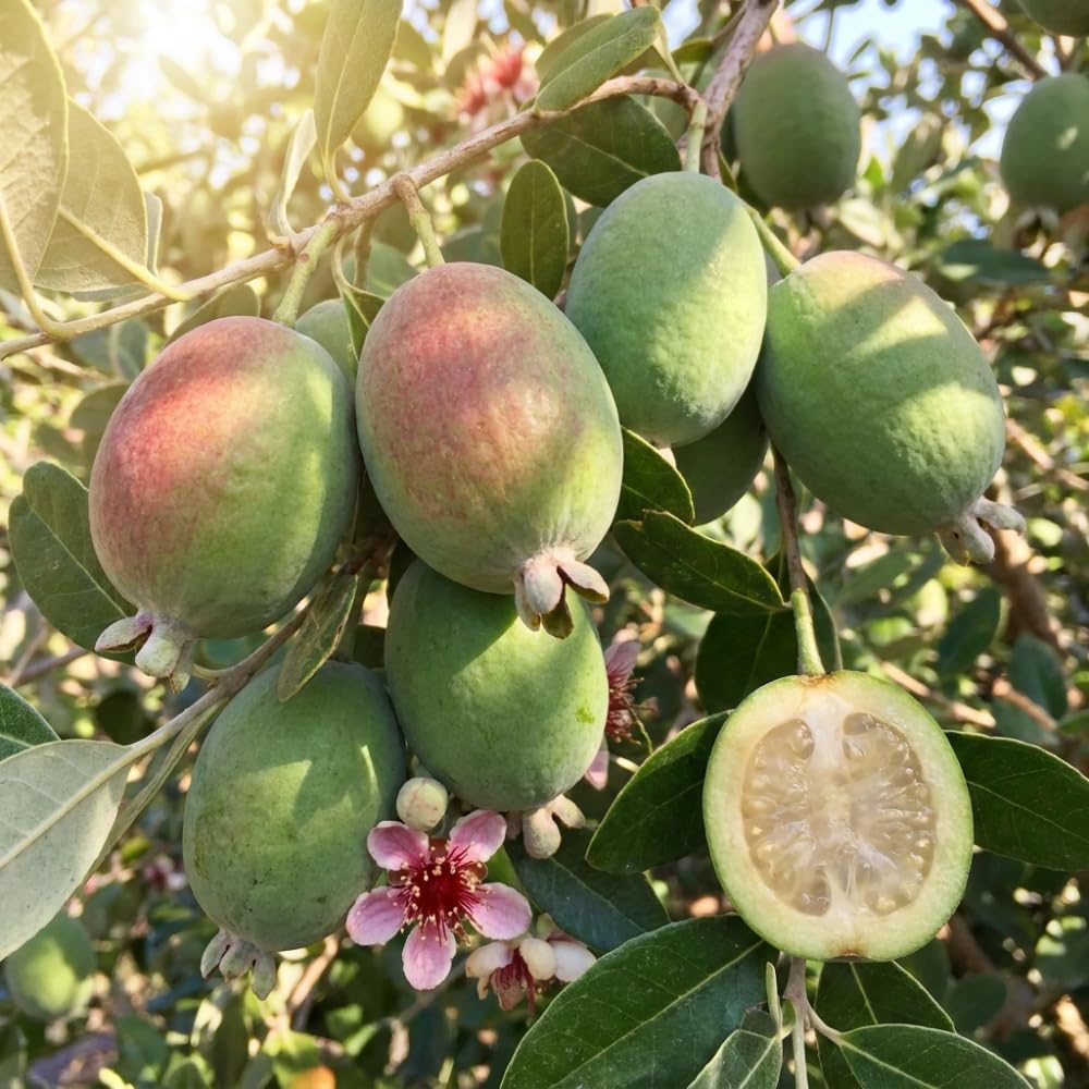 Pineapple Guava Tree Live Plant, Sweet Edible Fruit Tree, Fully Rooted Guava Plant, 2-3' Tall in 3 Gallon Pot for Outdoor Garden Ready, No Ship to CA