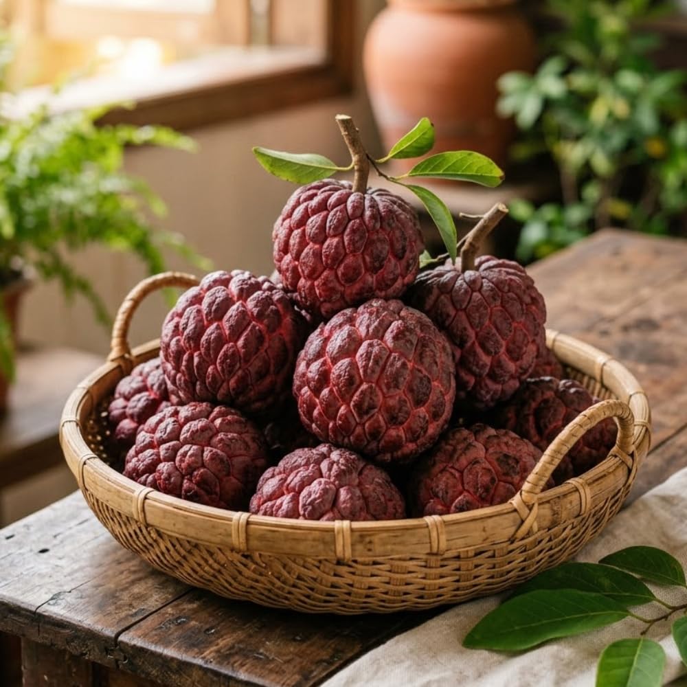 Red Sugar Apple Tree Live Plant, Sugar Apple Fruit Plant, 3 Gallon Pot, No Ship to CA, 2 to 3 Feet Tall