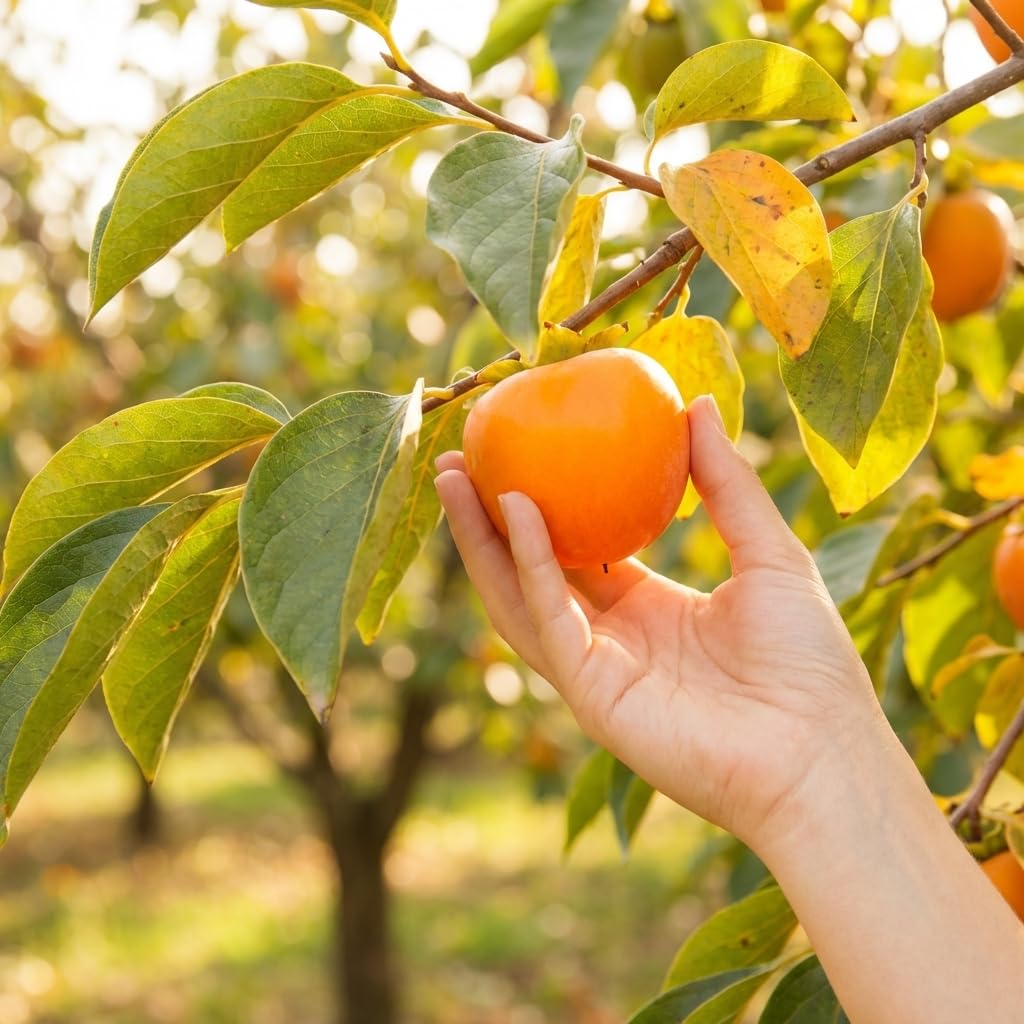Persimmon Tree Plant Live in Quart Pot, Sweet Persimmon Tree Well Rooted 6-12 Inches, Hardy Fruit Tree for Planting, Winter Dormant