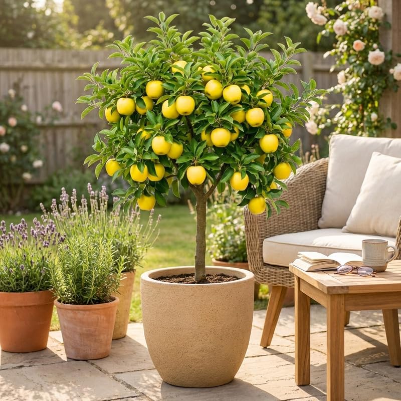 Live Yellow Delicious Apple Tree 3 Feet Tall, Fruit Apple Tree Plant for Outdoor Garden in 5 Gallon Pot, Sweet Apples for Backyard Orchard, Patio Container or Home Garden, No Ship to CA