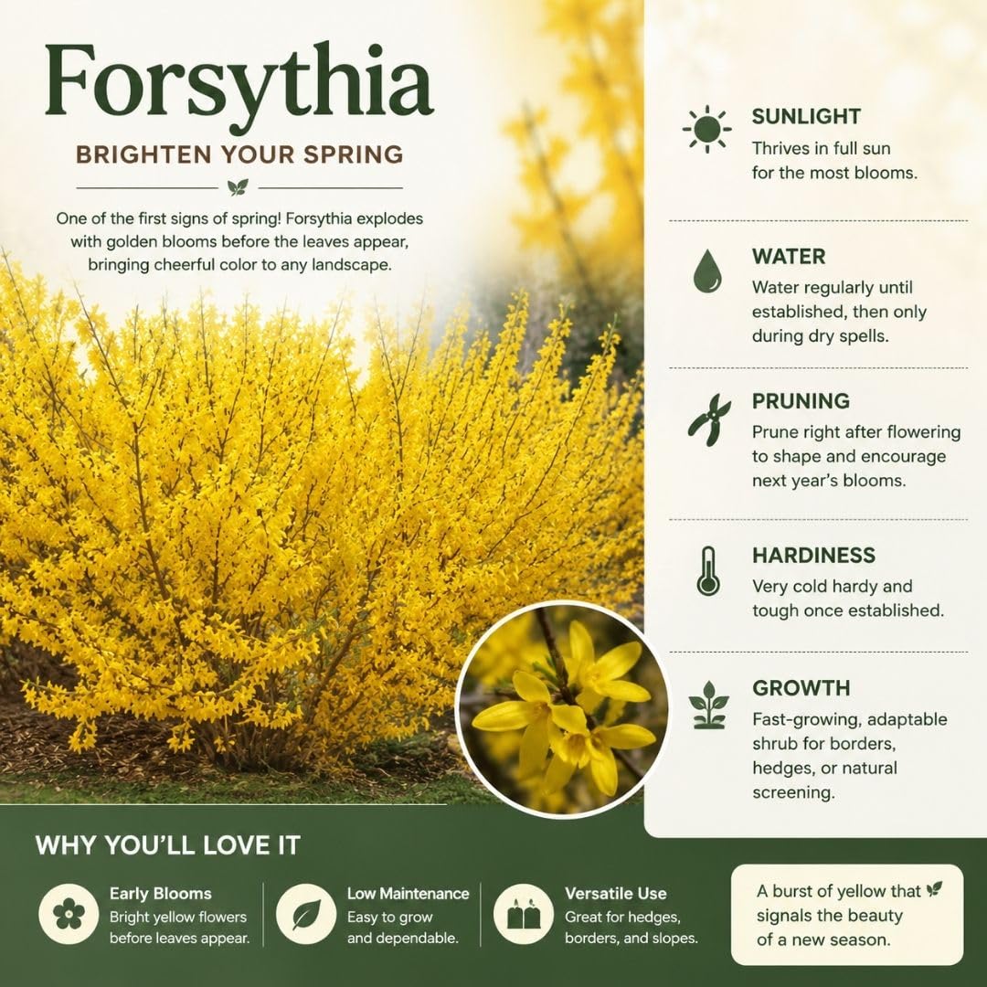 Forsythia Live Plant in Pot, 6–10 Inch Tall