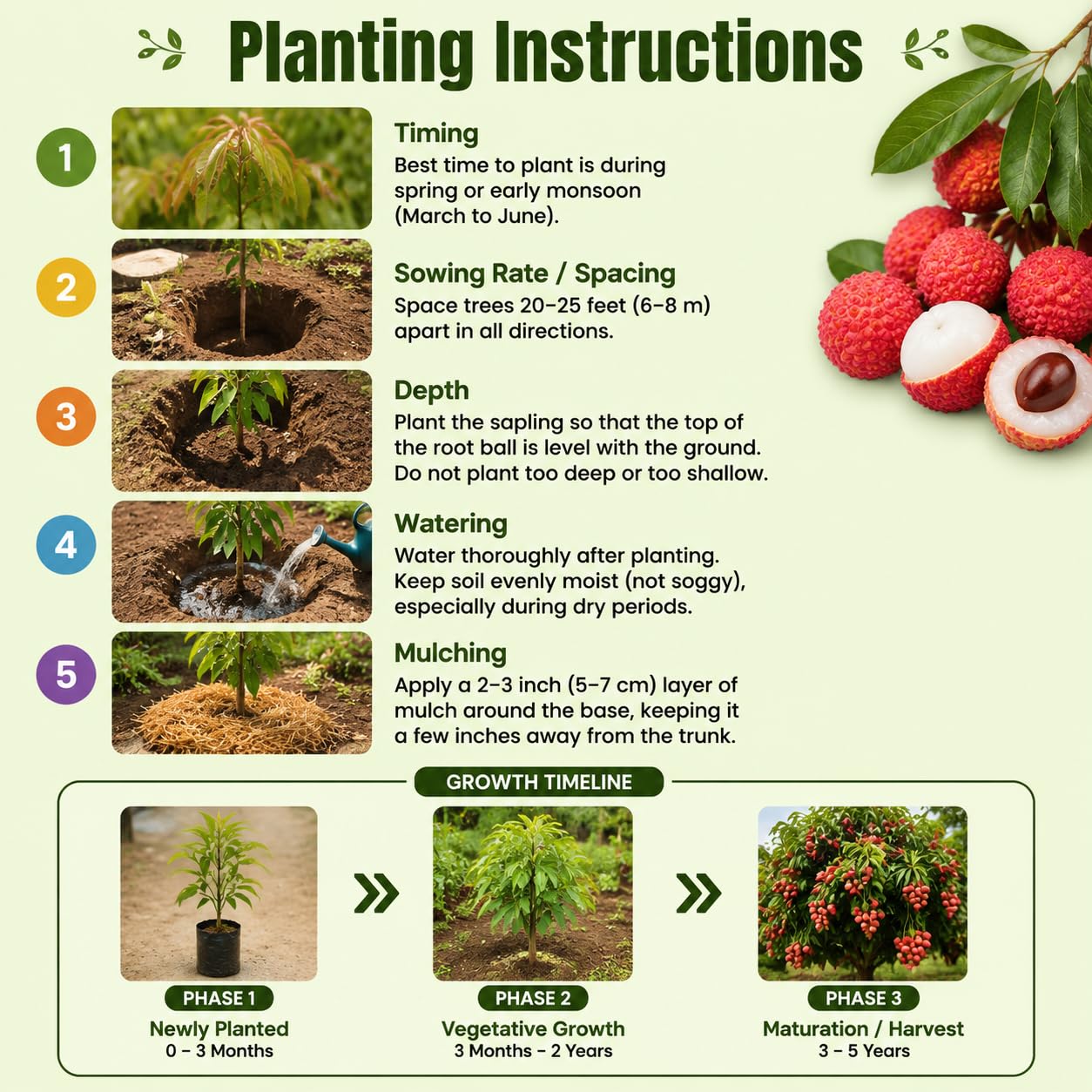 Airlayered Lychee Fruit Tree in 3 Gallon Pot, Litchi Plant Live 2 to 3 Feet Tall Well Rooted, Outdoor Planting, No Ship to CA