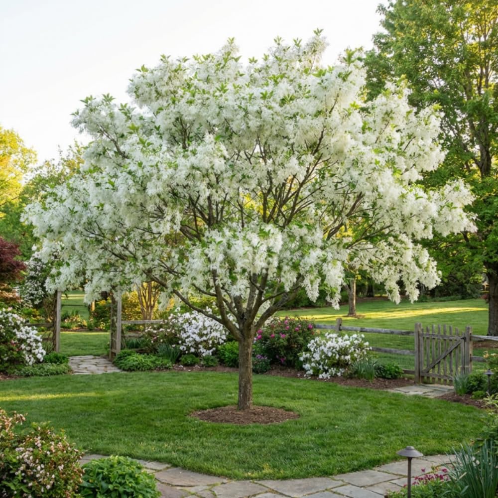 Set 2 White Fringe Bare Roots, Fringe Tree Live for Planting, 16-20 Inc Tall, Hardy Ornamental Trees for Outdoor Garden