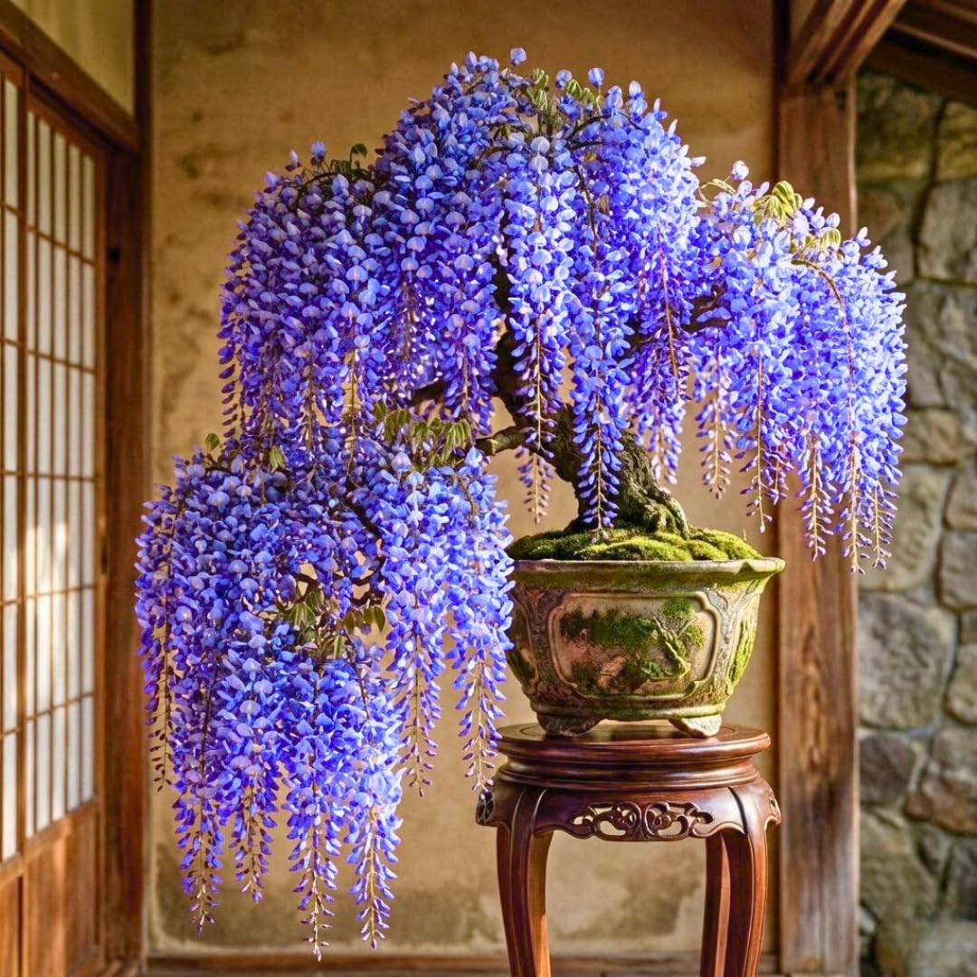02 Purple Wisteria Trees Live Plants or Vine Bush, 6-12" Flowering Shrub for Outdoor Planting, Fragrant, Fast-Growing