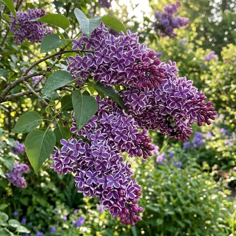 Purple White Lilac Live Plant, Syringa Flowering Shrub, 8-12" Tall
