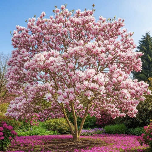 1 Year Old Saucer Magnolia Tree in 2.5" Pot, Fragrant Pink White Flowers, Dormant in Winter, 6-12 Inch Magnolia Trees Live Plants, No Leaf
