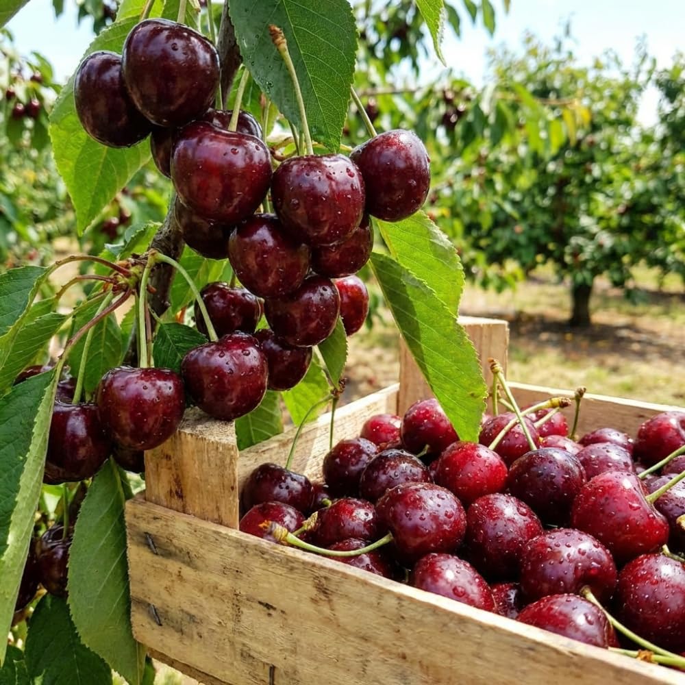 Cherry Trees Live Plants, Sweet Black Cherry Tree, Well Rooted in 3 Gallon Pot, 3-4 Feet Tall, Hardy Cherry Fruit Tree Live Plant for Outdoor Garden, No Ship to CA