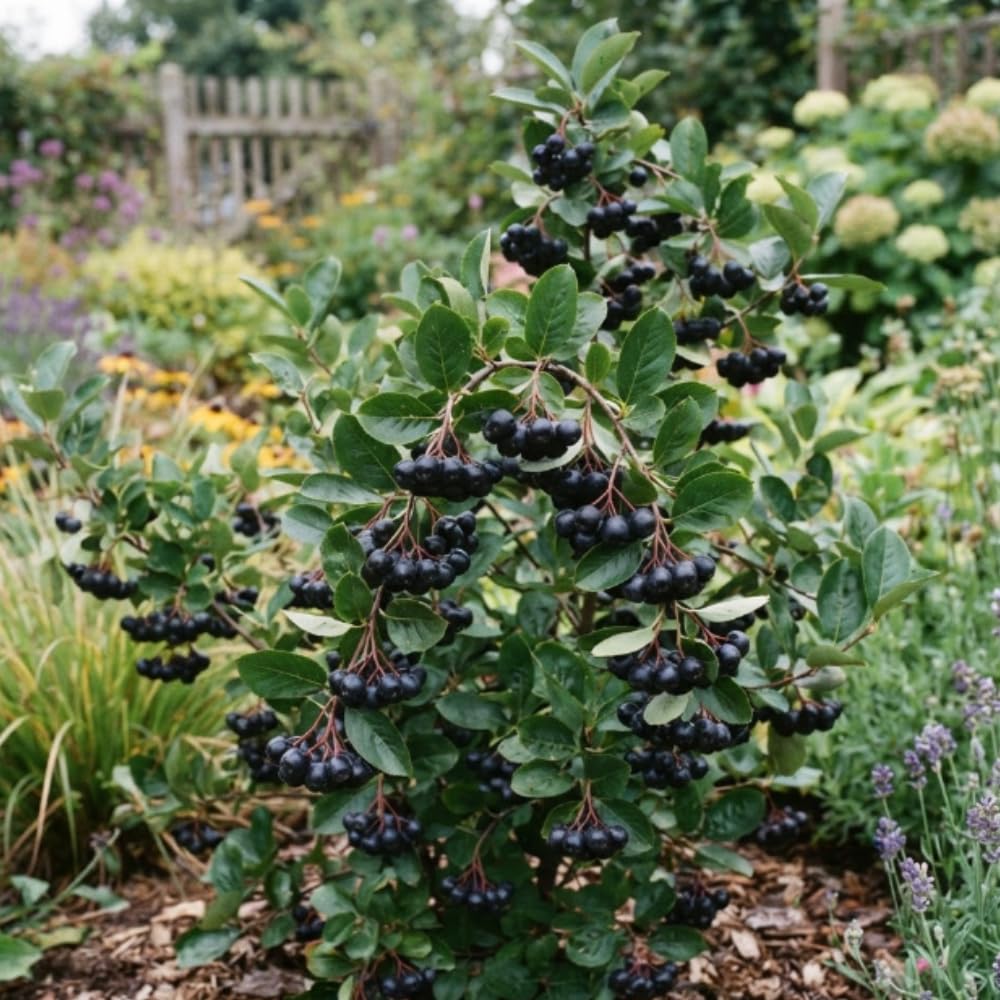 Black Chokeberry Live Plant, Berry Fruit for Garden Planting, 4-6" Tall