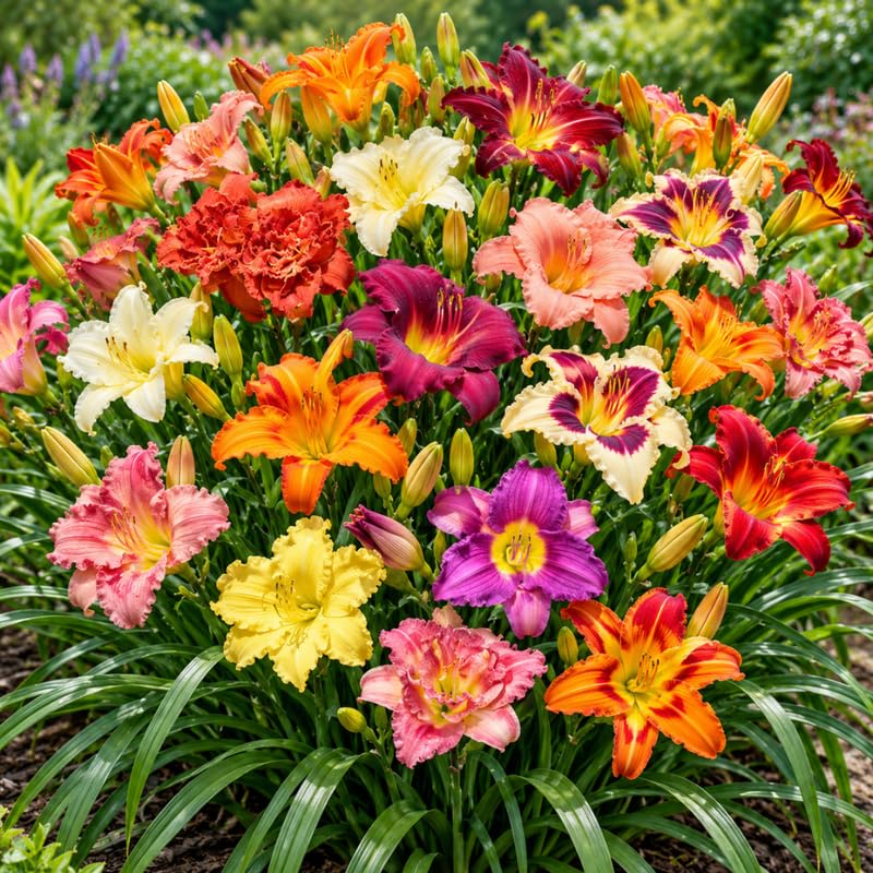 2 Multicolor Daylily Live Plants, Perennial Lily Flowers