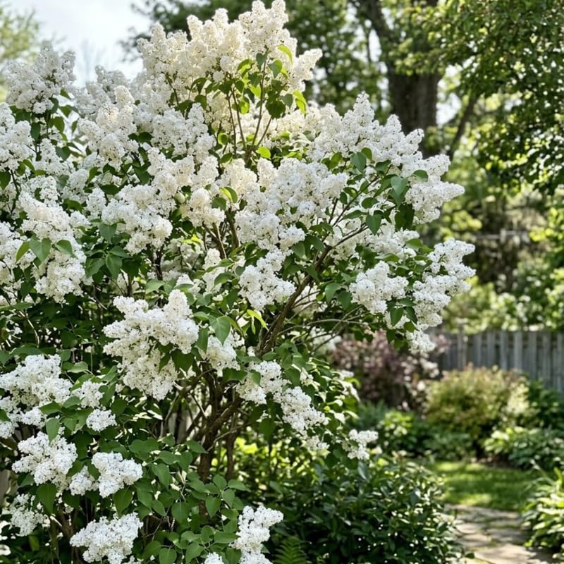 White Lilac Live Plant, Syringa Flowering Shrub, 14"+ Tall