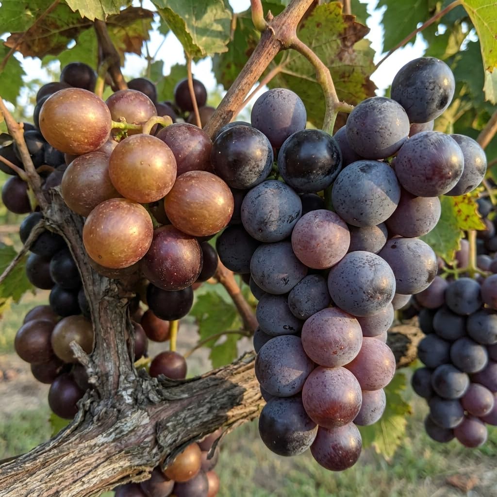 Purple Muscadine Grape Vine Live Plant, Sweet Grape for Trellis 20-24 Inches in Gallon Pot, Hardy Live Fruit Vine for Patio, Container and Backyard Gardens