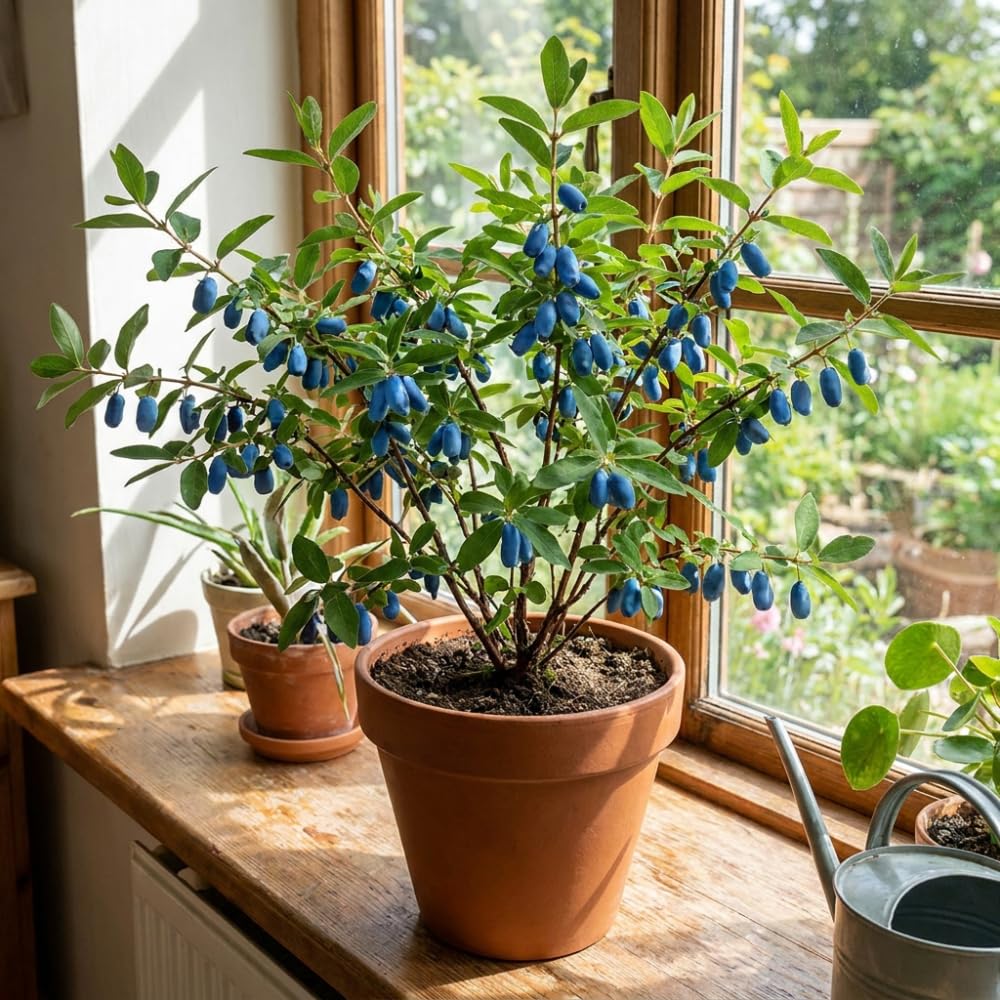 Blue Purple Honeyberry Plant Live, Haskap Berry Fruit Tree, 4-6 Inch Tall