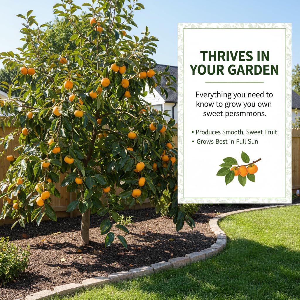 Live Sweet Persimmon Tree 3 to 4 Feet Tal, Persimmon Fruit Tree in 3 Gallon Pot, Well Rooted Garden Plant, No Ship to CA
