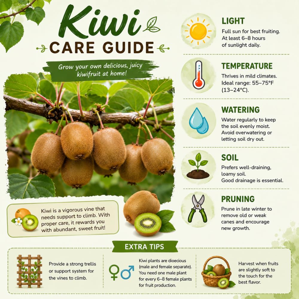 Female Hardy Kiwi Vine Live Plant, Trellis Fruit Vine Plant, 5-8 Inch Tall