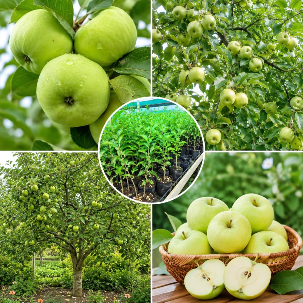 Green Yellow Apple Tree Live Plant, Edible Fruit Tree, 6-10 Inch Tall