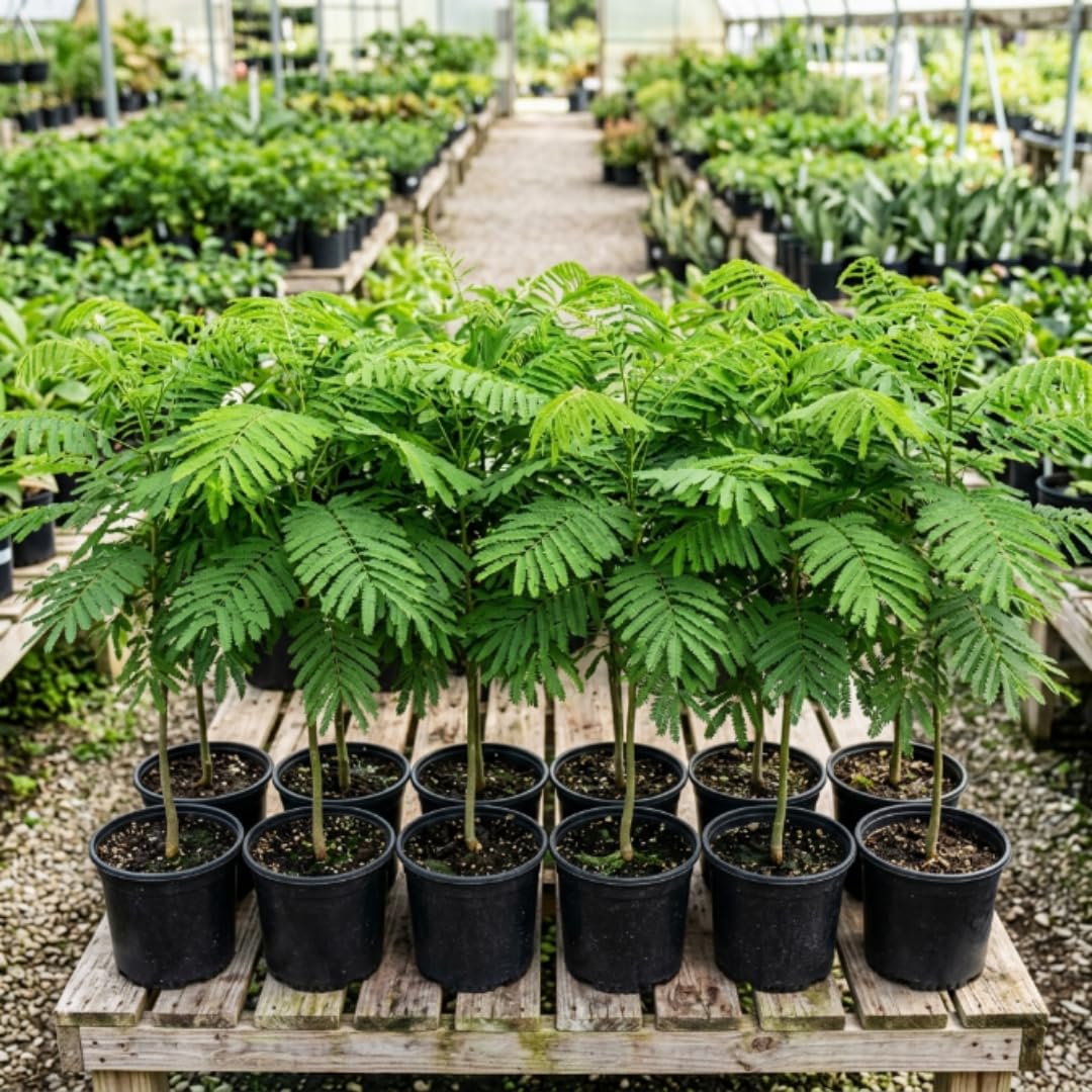 Flamboyant Tree Live Plant, Royal Poinciana Tree Live Plant in 1 Gallon Pot, 3 Feet Tall, Vibrant Red Blooms for Summer Planting, Flamboyant Trees for Landscape, Backyard Garden, No Ship to CA