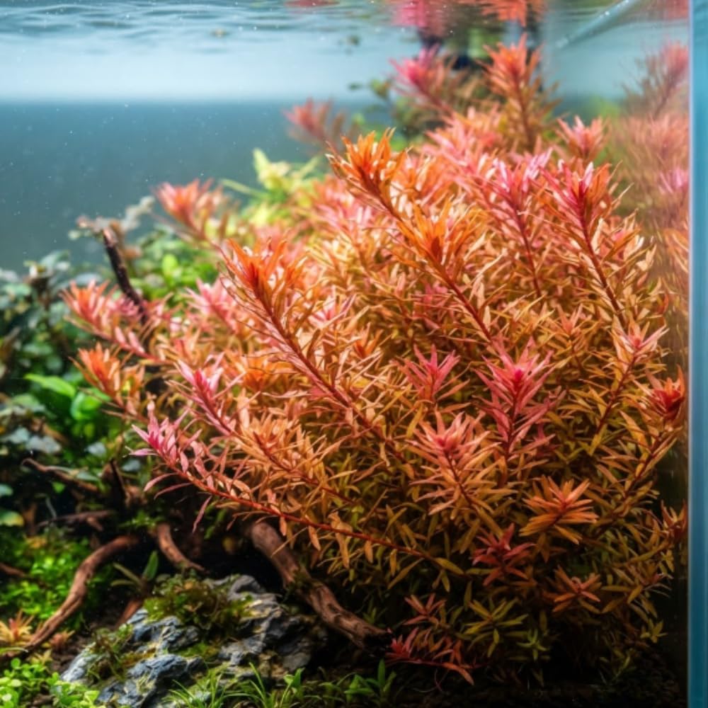 H'ra Red Rotala Aquarium Plant, 1 Bundle Live Stem Plant