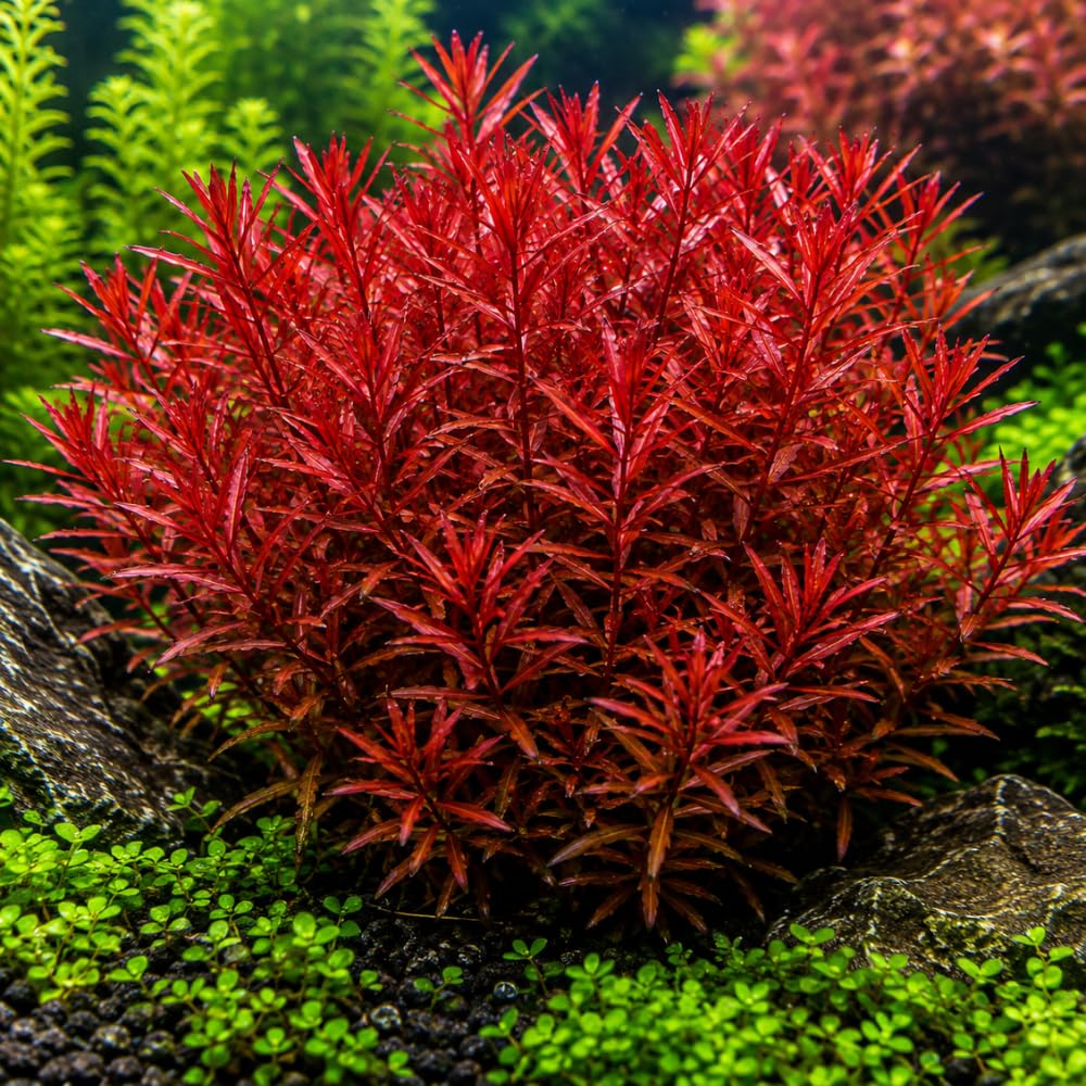 H'ra Red Rotala Aquarium Plant, 1 Bundle Live Stem Plant