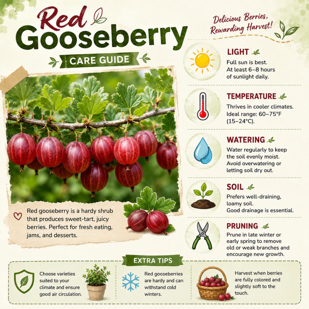 Jeanne Gooseberry Live Plant, Fruit Shrub, 5-8 Inch Tall