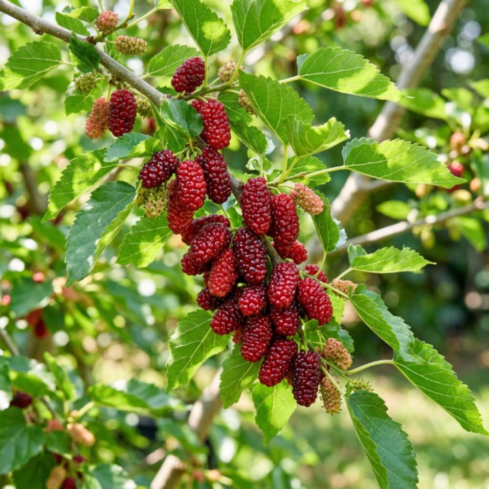 Red Mulberry Fruit Tree Live Plant, Sweet Edible Fruit Tree, 4-8 Inch Tall