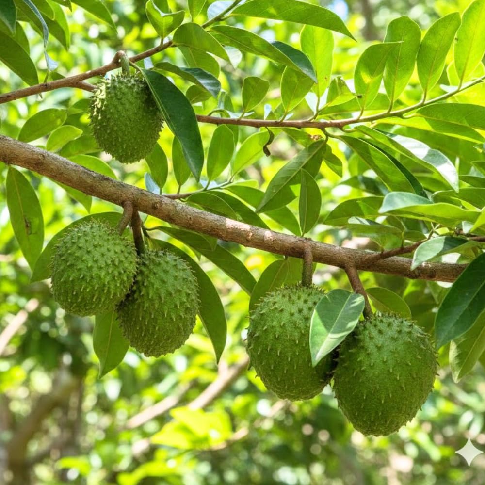 Live Soursop Tree in 3 Gallon Pot, Large Sweet Guanabana Tree from 2 to 3 Feet Height, 2 Year Old, Annona Muricata Guanabana, No Ship to CA