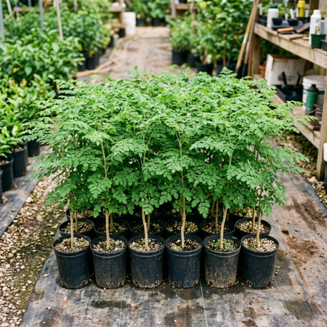 Moringa Tree Live Plant, Moringa Oleifera Plant, Well Rooted in 1 Gallon Pot, 2 Feet Tall, Edible Drumstick Tree Live Plants for Backyard Garden, No Ship to CA