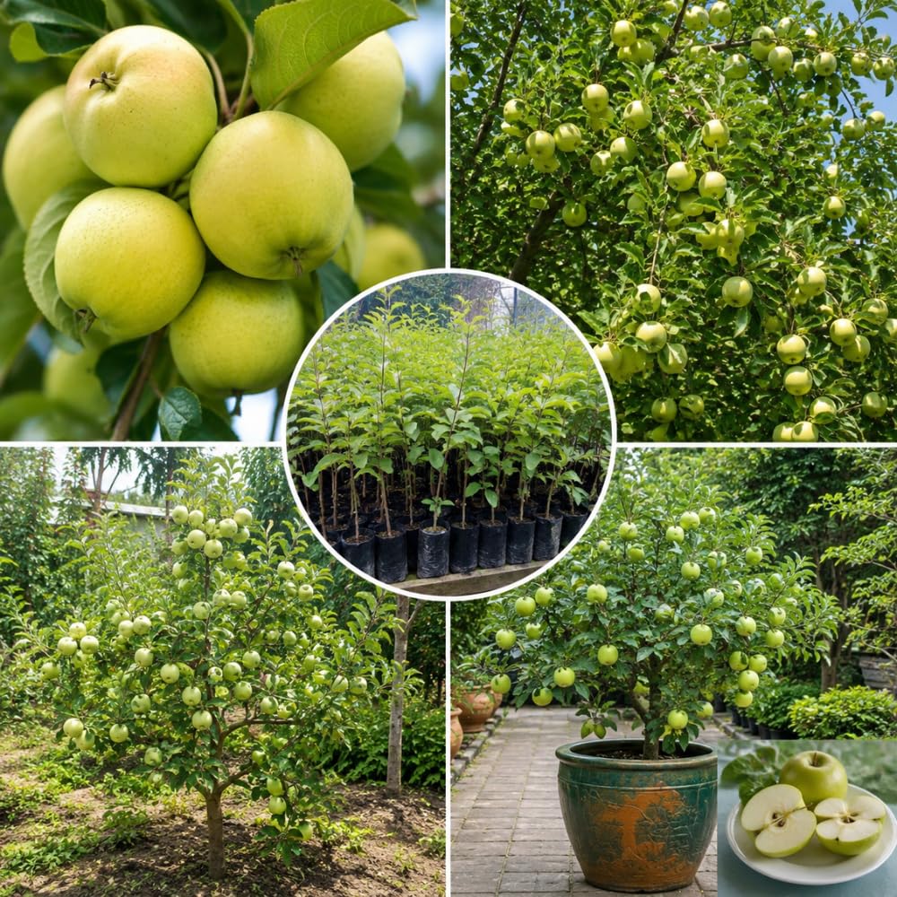 Live Green Yellow Apple Fruit Tree Plant, Well Rooted from 6-10 Inches Tall