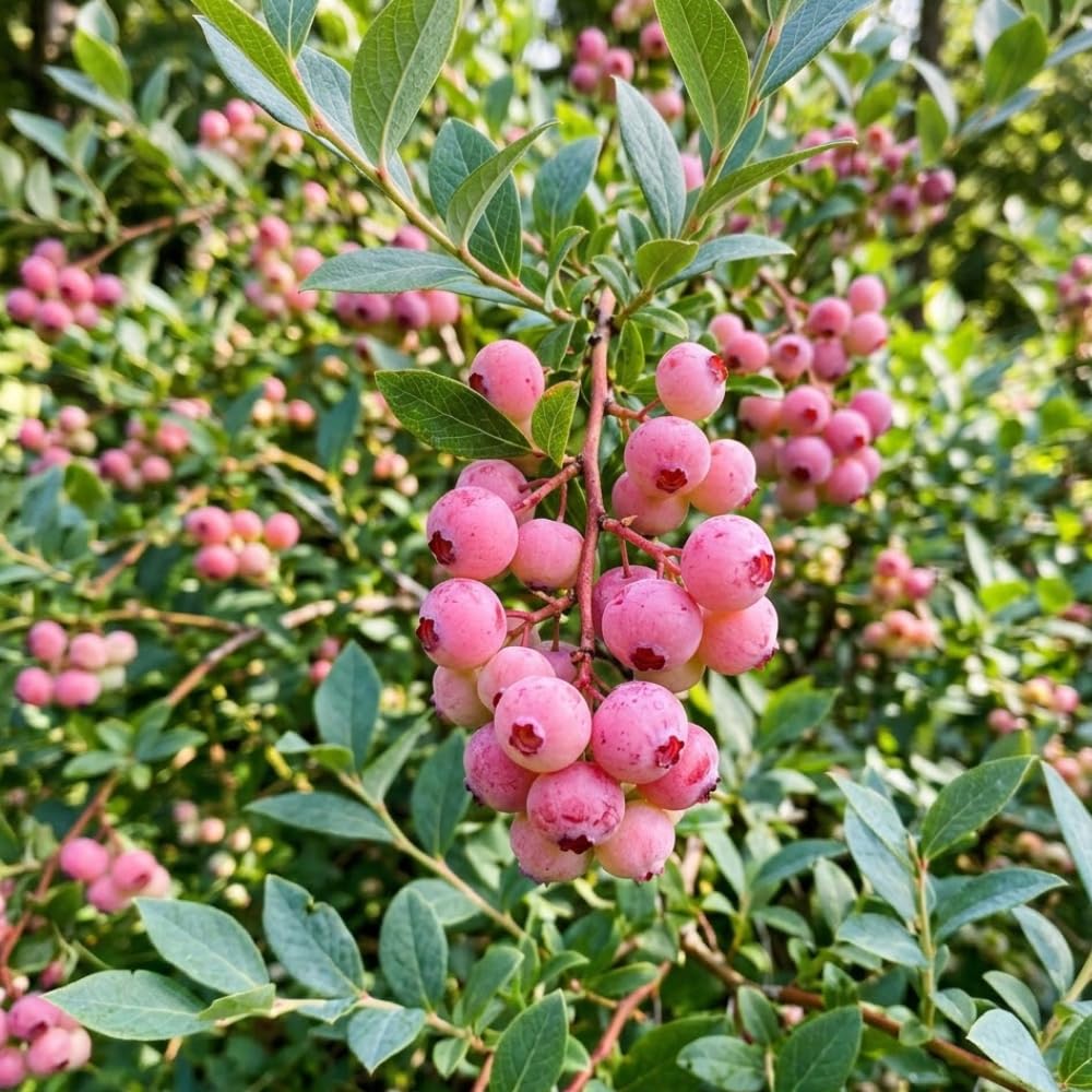 Pink Lemonade Blueberry Live Plant, 1 Feet Tall in 1 Gallon Pot, Blueberry Live Plant, Sweet Edible Pink Blueberries, Outdoor Container Garden, No Ship to CA