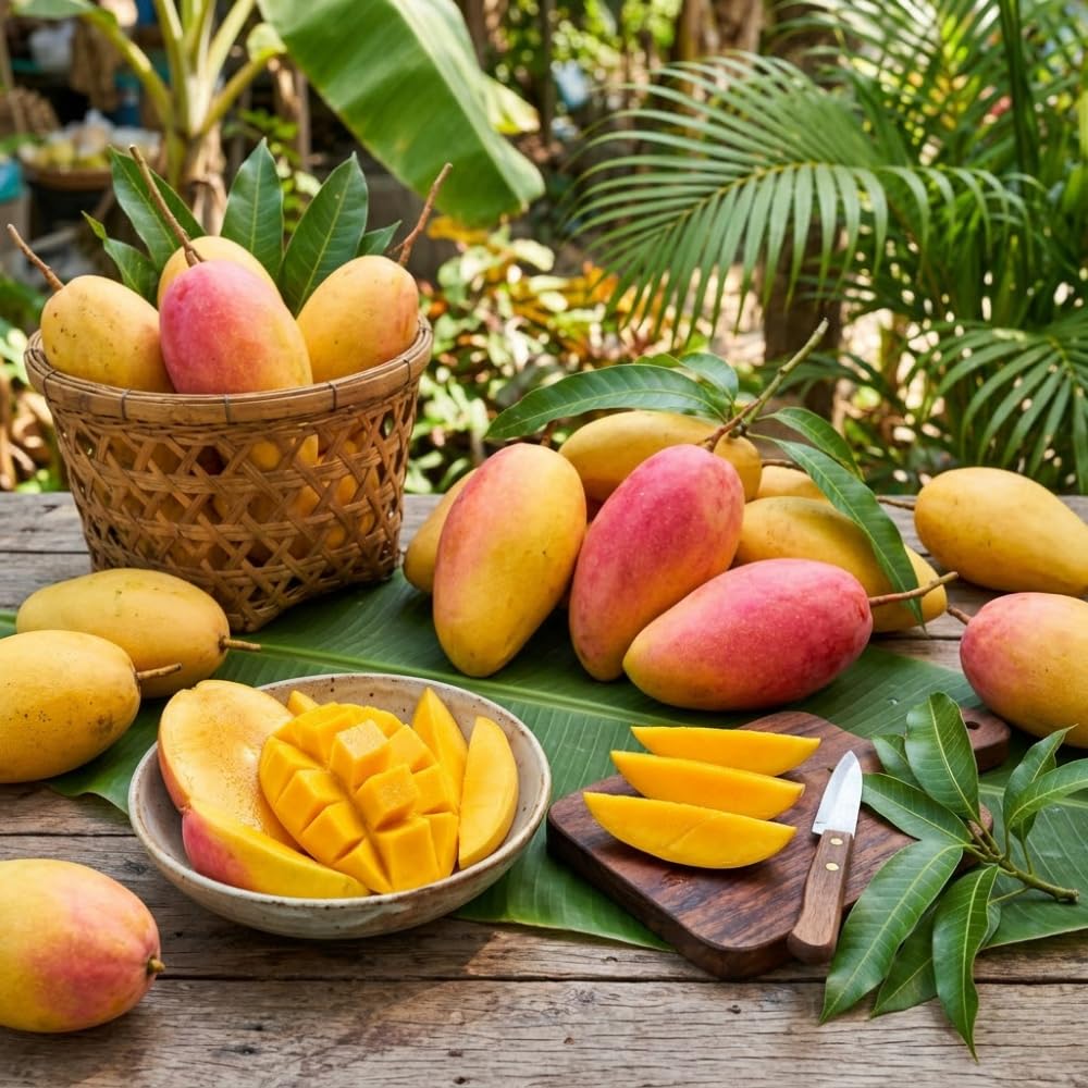 Mango Trees Live Plants, Thai Elongated Mango Tree, 3 Gallon, 2-3 Feet Tall, Tropical Fruit Tree for Outdoor Garden, No Ship to CA