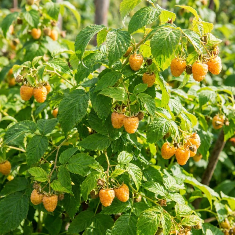 Yellow Raspberry Live Plant, Sweet Berries, 4-8 Inch Tall