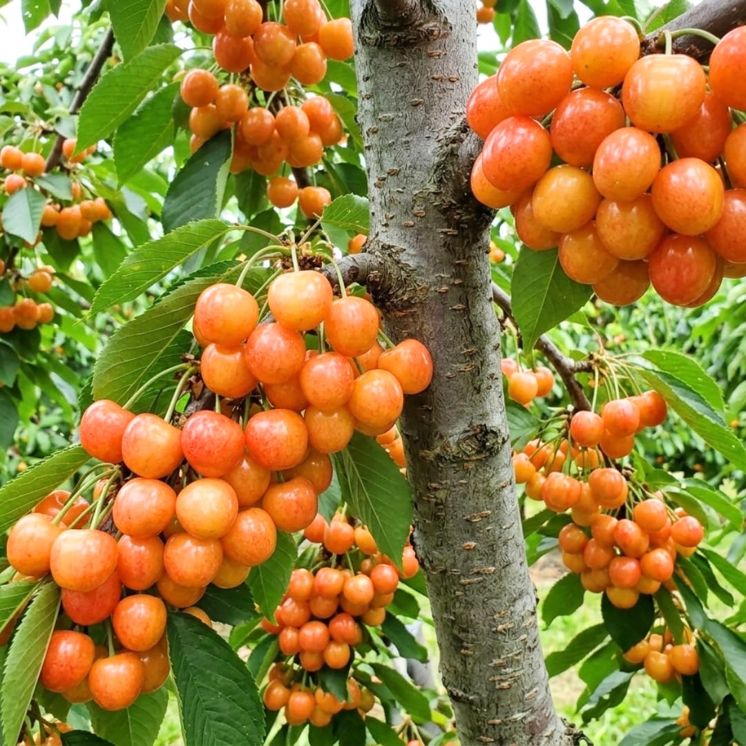 Cherry Tree Live Plant, Sweet Cherry Fruit Tree, Cold Hardy Outdoor Garden Tree, 3–4 Feet Tall in 3 Gallon Pot, Ready to Grow, No Ship to CA (Rainier Cherry)