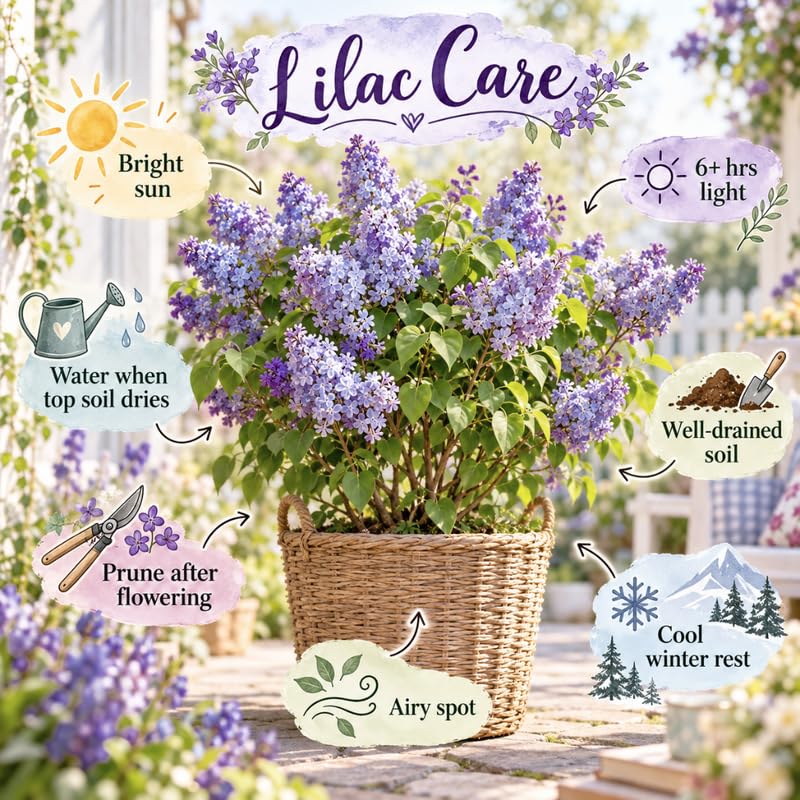 Light Blue Lilac Live Plant, Syringa Flowering Shrub, 6"+ Tall