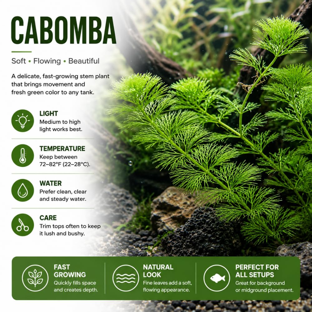 Green Cabomba Live Plant, 1 Bundle, Aquarium Plant