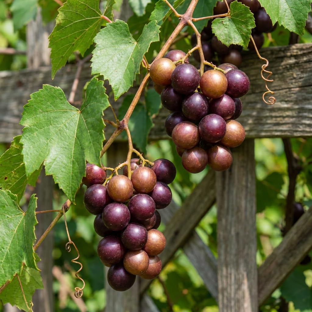 Muscadine Grape Plant in 1 Gal Pot, 20–24" Tall, Live Grape Fruiting Vine for Patio, Containers and Backyard, Hardy Outdoor Vine, No CA