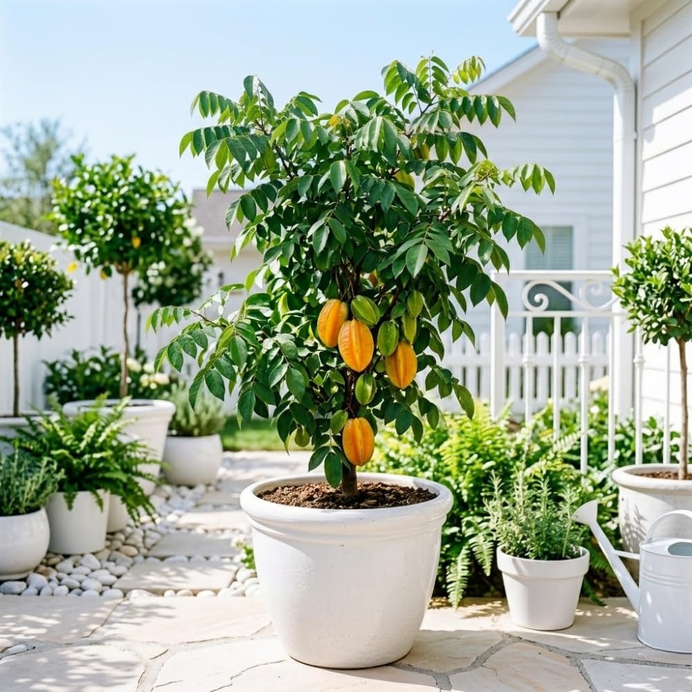Grafted Starfruit Tree Live Plant, Sweet Starfruit Plant, 3 Gallon Pot, 2-3 Feet Tall, Tropical Fruit Tree for Outdoor Garden and Container Growing, No Ship to CA