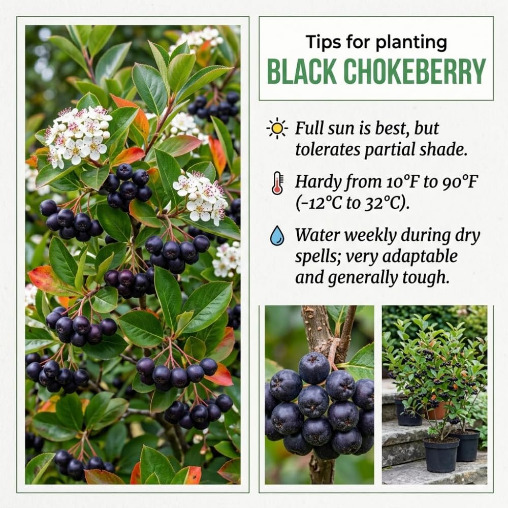 Chokeberry Bare Root Plant, Black Chokeberry Tree, 16 Inches Tall, 2–3 Year Old Fruit Bush, Hardy Shrubs for Outdoor Growing