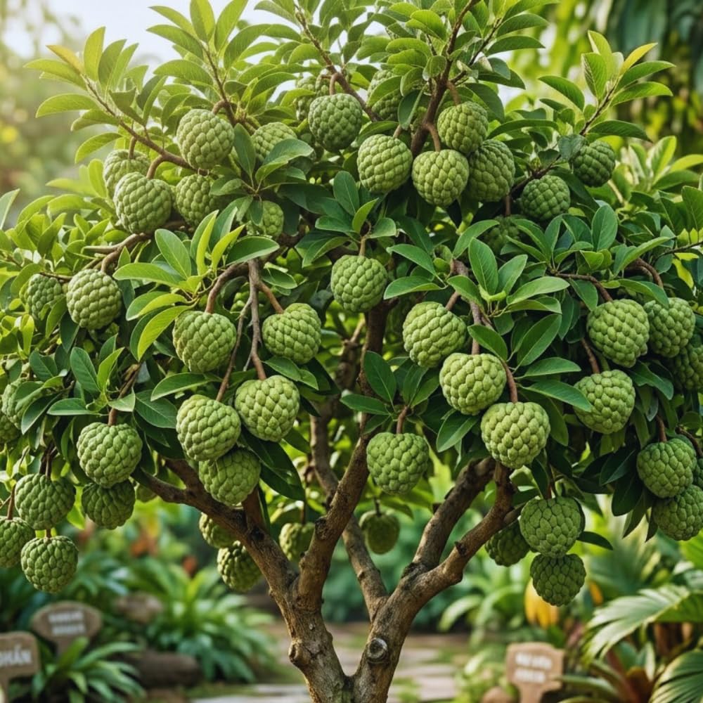 Green Sugar Apple Tree Live Plant, Sugar Apple Fruit Plant, 3 Gallon Pot, 2 to 3 Feet Tall