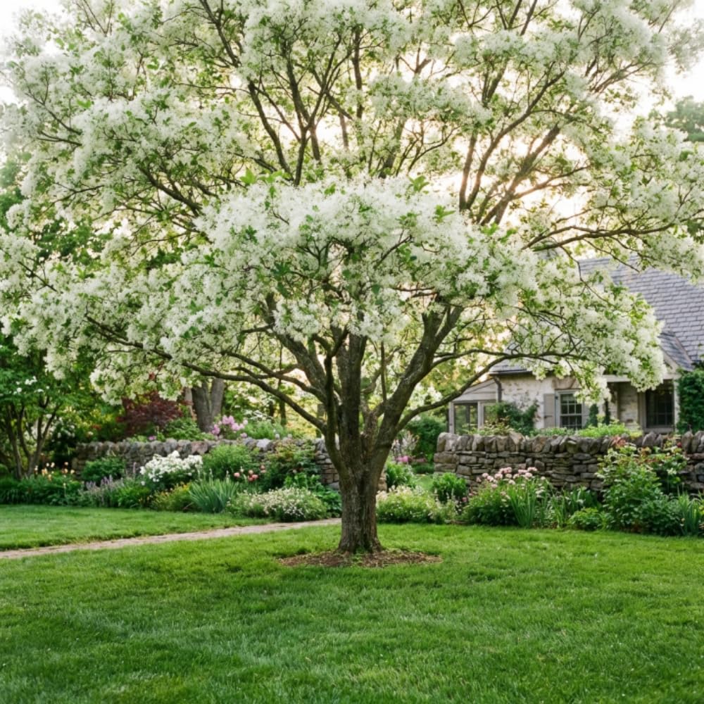 Set 2 White Fringe Bare Roots, Fringe Tree Live for Planting, 16-20 Inc Tall, Hardy Ornamental Trees for Outdoor Garden