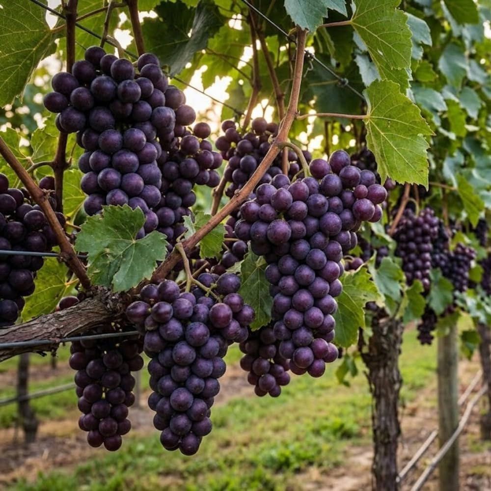 Muscadine Grape Vine Live Plants, 20–24 Inches Tall in 1 Gallon Pot, Purple Grape Plant for Outdor Planting, Hardy Fruit Vine, Cold Hardy, 1 Year Old, No Ship to CA