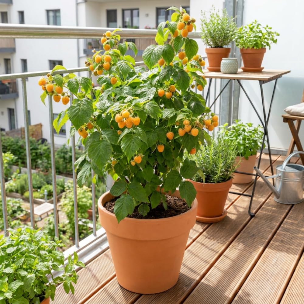 Yellow Raspberry Live Plant, Outdoor Garden Berry Plant, 4-8 Inch Tall